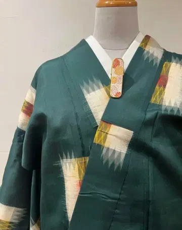 기모노 이중 기모노 앤티크 명선 그린 계열 새상품급 중고