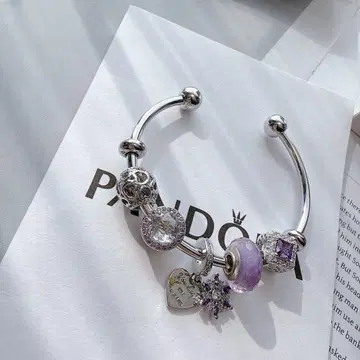 PANDORA 보라색 비즈 팔찌
