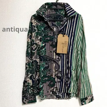 antiqua 페이즐리 & 스트라이프 레트로 모던 스키퍼 셔츠