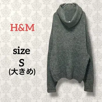 H&M [ S ] 오프 터틀넥 니트 스웨터 루즈핏 그레이 무지 스트레치