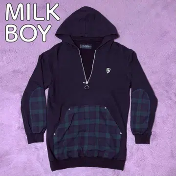 MILKBOY 하프 지퍼 후드 맨투맨 블랙