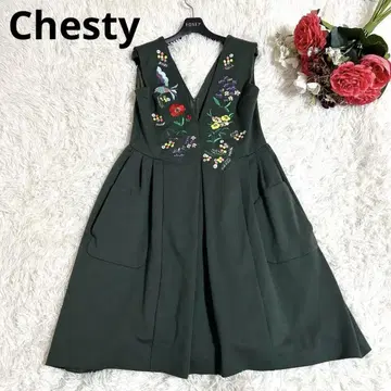 컨디션 최상 체스티 가을/겨울 자수 점퍼 스커트 롱 원피스