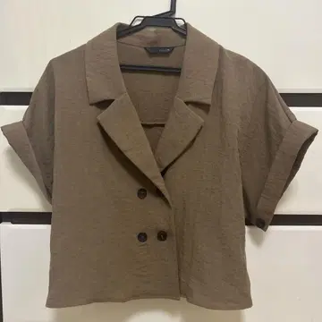 zara 크롭 크로스 셔츠 브라운 s