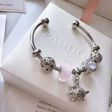 PANDORA 실버 925 팔찌 돼지 참