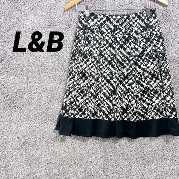 1999 L&B 미디 스커트 플레어 화이트 블랙 포멀 뷰티풀 올 패턴