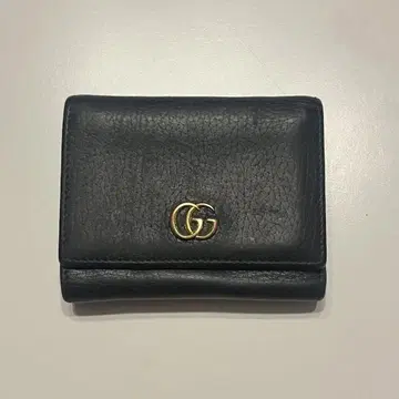 GG 로고 블랙 3단 폴더형 지갑