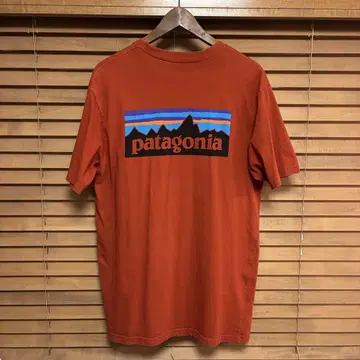 patagonia 백 프린트 T셔츠 오렌지