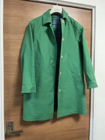 MACKINTOSH LONDON 그린 롱 코트 체크 안감