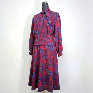 구제 의류 장미 빈티지 올 패턴 원피스 used 빈티지 레어 쇼와 레트로