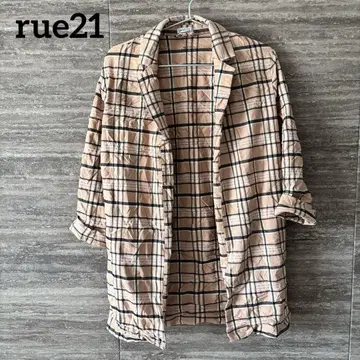 rue21 테일러드 자켓 체크 무늬 베이지 S 7부 소매 자켓