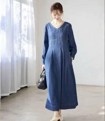 미사용 새상품 로페피크닉 데님 플레어 원피스