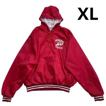80s 90s USA제 윙풋 나일론 아노락 후드티 XL 빨간색