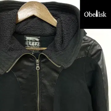 Obelisk 오베리스크 소가죽 절개 맨투맨 풀 집업 후드티 S