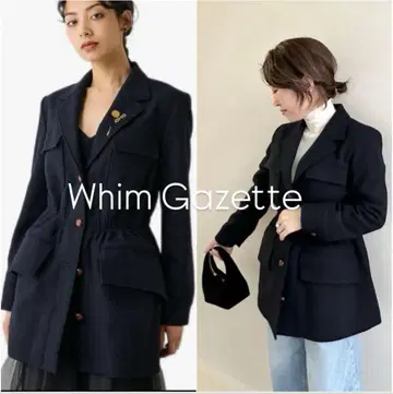 [ 새상품급 ] Whim Gazette 울 사파리 자켓 네이비
