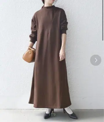 하자품 속기모 V 요크 디자인 원피스 브라운 쉽스any 긴팔