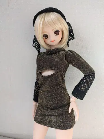 할인 DD 돌피드림 금 x 블랙 원피스 핸드메이드