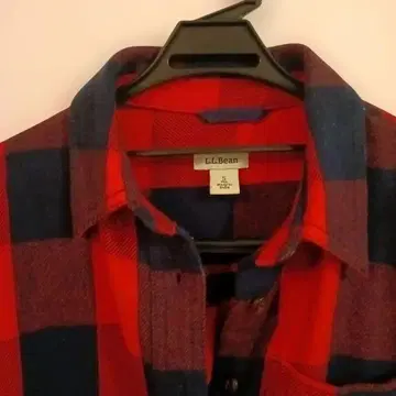 #L.L.Bean 빨간색 네이비 체크 플란넬 긴팔 셔츠