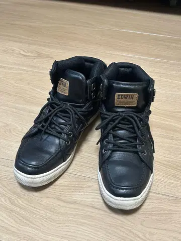 26.5cm EDWIN 503 하이컷 스니커즈 EDW-5055 블랙