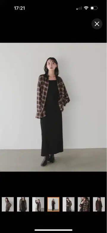 새상품 LIAN 브라운 계열 체크 무늬 긴팔 셔츠