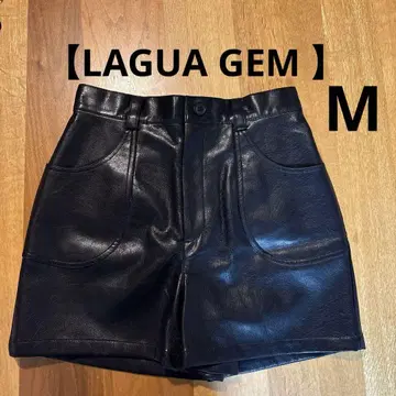 LAGUA GEM 블랙 인조 가죽 숏팬츠