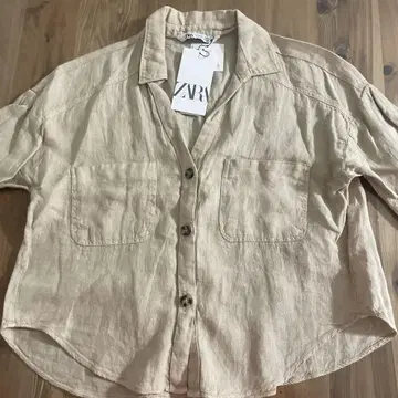 ZARA 버튼업 셔츠 베이지 S 새상품