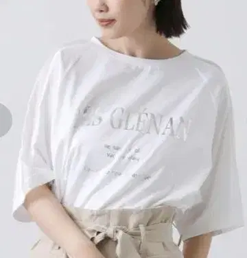 그레디 브릴리언트 어깨 시어 라멜로 5부 소매 티셔츠 화이트