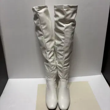 니하이 부츠 화이트 화이트