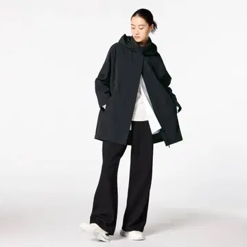 유니클로 블록테크 하프 코트 L 블랙