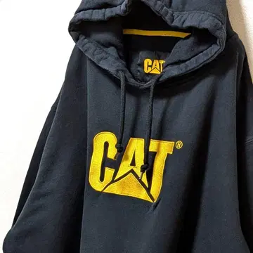 캐터필러 로고 자수 후드 맨투맨 블랙 블랙 2XL 구제 의류