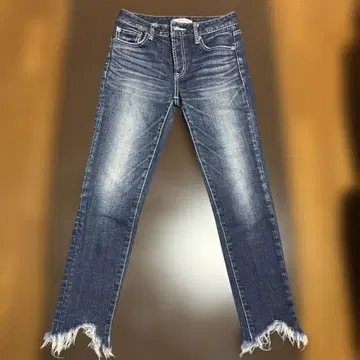 MOUSSY 프린지 밑단 다크 블루 데님