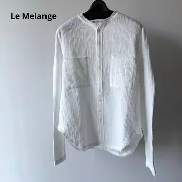 새상품 Le Melange 더블 거즈 노카라 셔츠 화이트