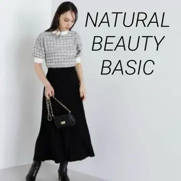 도킹 트위드 니트 플리츠 플레어 원피스 23AW