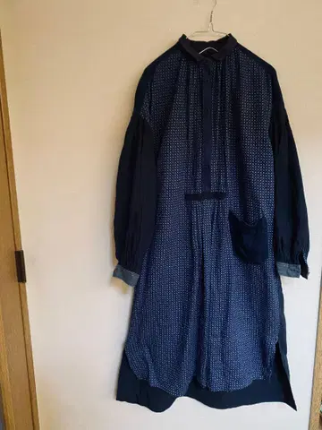 atelier Roughefour 네이비 미니 꽃무늬 셔츠 원피스