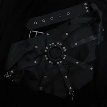 XJAPAN HYDE 펑크 V계 블랙 스터드 벨트 웨스트 파우치