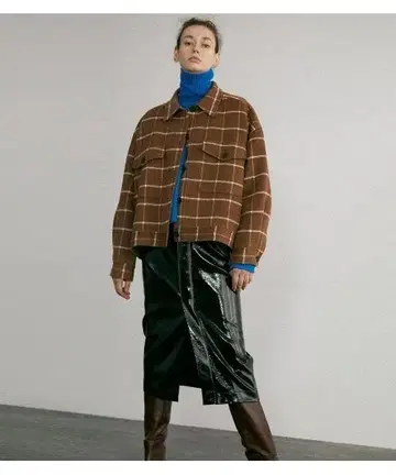 LE CIEL BLEU 페이턴트 타이트 스커트 사이즈 34 르쉘 블루