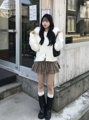 emmy 더블 리본 프릴 미니 스커트