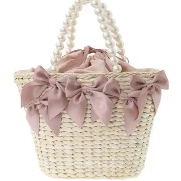 Maison de FLEUR 펄 핸들 메이즈 리본 카고백 핑크