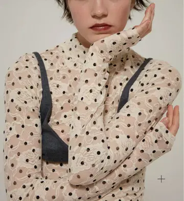 POPPY 아사기니오 DOT LACE SEE-THROUGH TOP