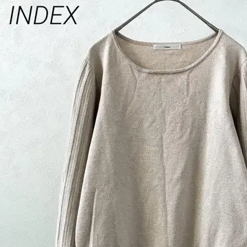 INDEX 니트 스웨터 크루넥 볼륨 소매 라메 심플 빅