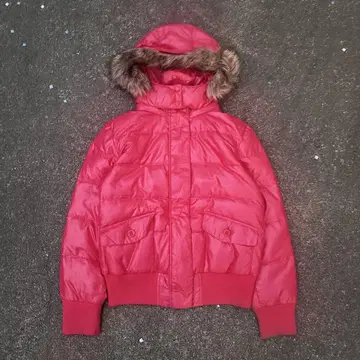 archive uniqlo fur down jacket red pink