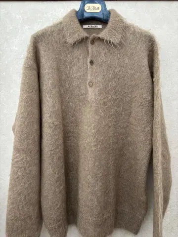 24AW AURALEE MOHAIR KNIT POLO 그레이 베이지 5