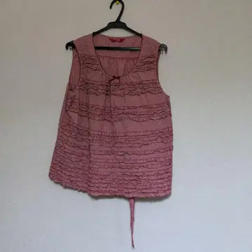 PINK HOUSE 빨간색 깅엄 체크 슬리브리스
