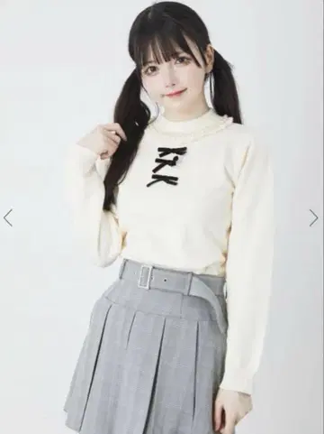 앙크루즈 펄 리본 니트 화이트