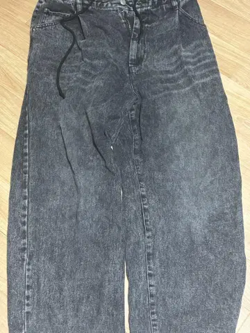 블랙 데님 팬츠 허리밴딩 포함