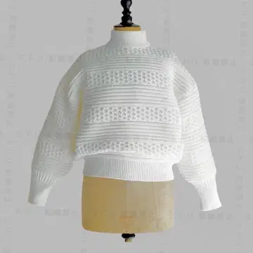 CFCL 화이트 low gauge top 로우 게이지 하이넥 니트