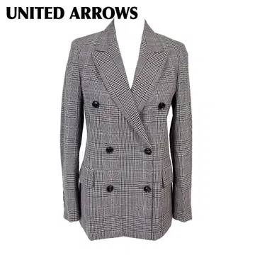 새상품급 UNITED ARROWS 롱 더블 자켓 34 글렌체크