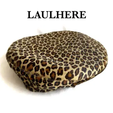 미사용 택 포함 LAULHERE 레오파드 송치 베레모 레오파드 무늬