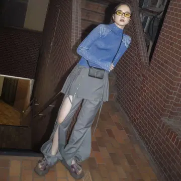 no dress 노드레스 사이드 슬릿 그레이 팬츠