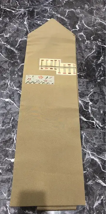 기모노 일본 정통의상 소품 오비 베이지 추상 무늬