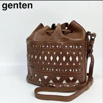 genten 컷워크 버킷 숄더백 천연 가죽